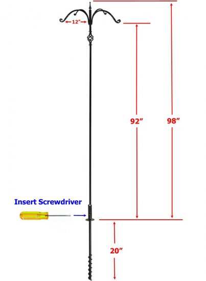Premium 6 Piece Bird Feeder Pole 4-Arm with Twist In Socket